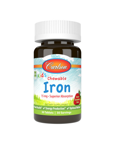 Залізо Дитяче 15 мг смак полуниці Kid's Chewable Iron Carlson 30 жувальних таблеток