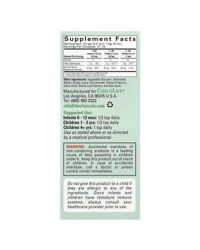 Железо жидкое, вкус ягод, Liquid Iron, ChildLife, 118 мл