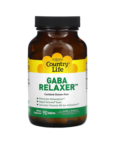 GABA (Гамма-Аміномасляна Кислота), GABA Relaxer, Country Life, 90 таблеток