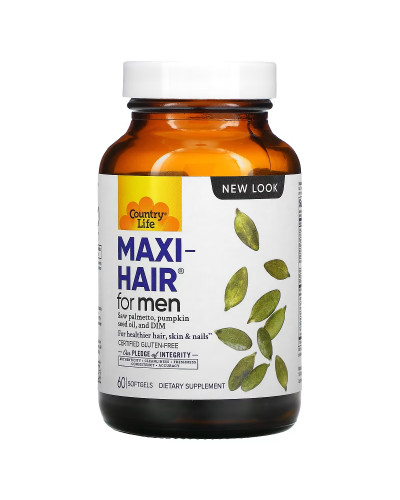 Комплекс для Роста и Укрепления Волос для мужчин, Maxi-Hair for Men, Country Life, 60 гелевых капсул