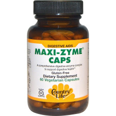 Мульти-ферментная добавка, Maxi-Zyme Caps, Country Life, 60 вегетарианских капсул