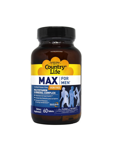 Мультивитамины и Минералы для Мужчин без железа, Max for Men Iron Free, Country Life, 60 таблеток