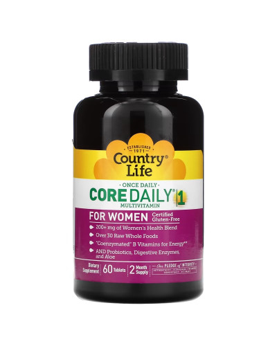 Мультивитамины для женщин, Core Daily-1 Multivitamin for Women, Country Life, 60 таблеток