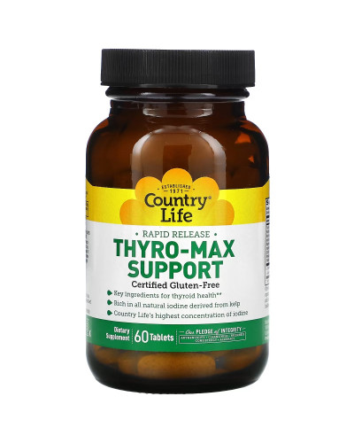 Поддержка Щитовидной Железы, Rapid Release Thyro-Max Support, Country Life, 60 таблеток