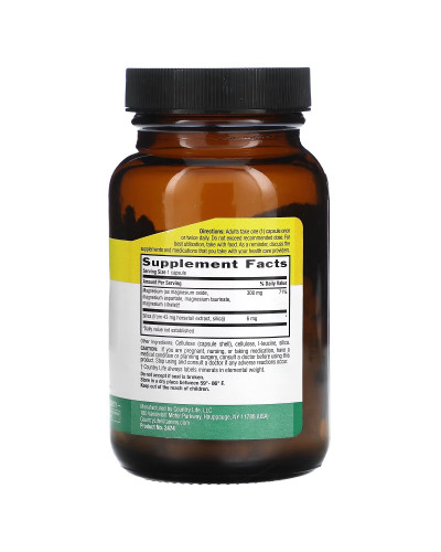 Магний с кремнием, 300 мг, Target-Mins, Magnesium Caps with Silica, Country Life, 60 вегетарианских капсул