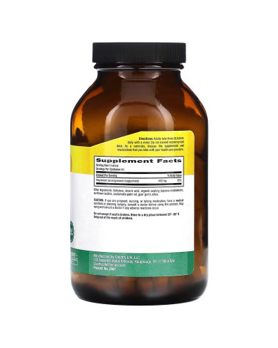 Магний Хелатный глицинат, 400 мг, Chelated Magnesium Glycinate, Country Life, 180 таблеток (133 мг в таблетке)