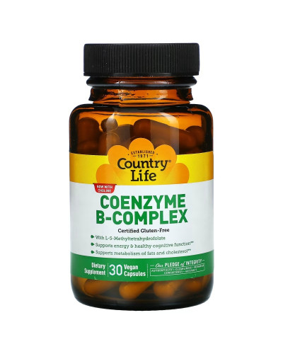 Коензим В-Комплексу, Coenzyme B-Complex, Country Life, 30 вегетаріанських капсул