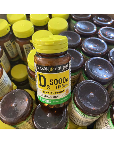 Вітамін D3 5000 МО, Vitamin D3, Mason Natural, 50 гелевих капсул Вітамін D3 5000 МО, Vitamin D3, Mason Natural, 50 гелевих капсул