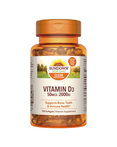 Вітамін D3, 2000 МЕ, Vitamin D3, Sundown Naturals, 150 гелевих капсул