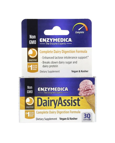 Ферменты для переваривания лактозы, Dairy Assist, Enzymedica, 30 капсул