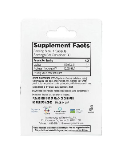 Ферменты для переваривания лактозы, Dairy Assist, Enzymedica, 30 капсул