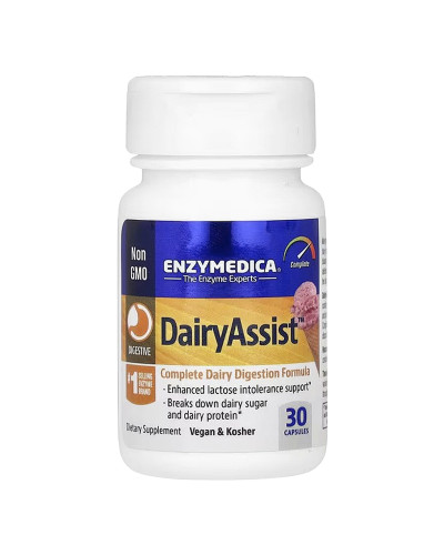 Ферменты для переваривания лактозы, Dairy Assist, Enzymedica, 30 капсул