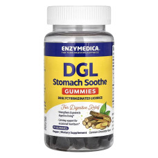 Корень солодки (лакрицы), DGL Stomach Soothe Gummies, Enzymedica, вкус немецкого шоколада, 74 жевательные конфеты