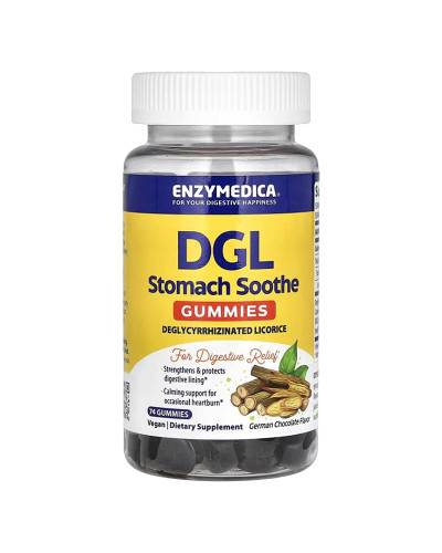 Корінь солодки (лакриці), DGL Stomach Soothe Gummies, Enzymedica, смак німецького шоколаду, 74 жувальні цукерки