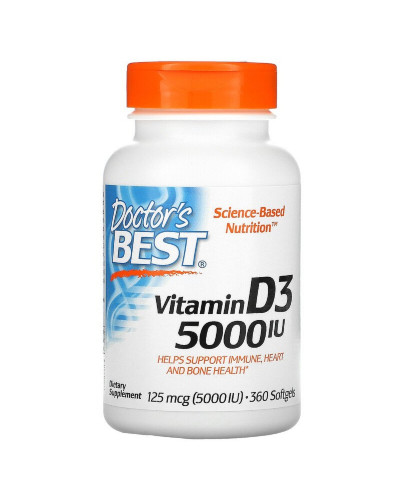 Витамин D3 5000IU, Doctor's Best, 360 желатиновых капсул
