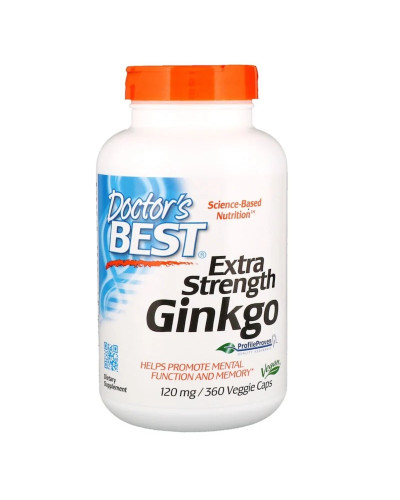 Супер Сильный Экстракт Гинкго 120мг, Ginkgo Extra Stength Profile Proven, Doctor's Best, 360 вегетарианских капсул