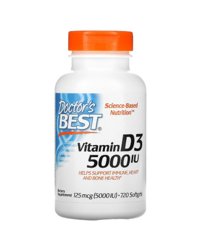 Вітамін D3 5000IU, Doctor's Best, 720 желатинових капсул