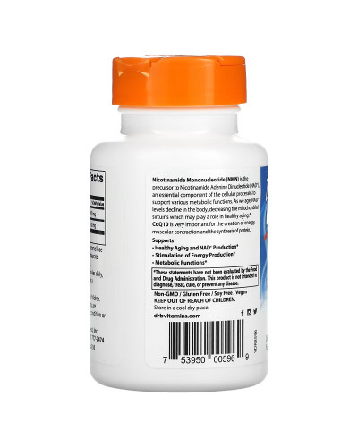NMN 150 мг и коэнзим Q10 50 мг, NMN CoQ10, Doctor's Best, 60 вегетарианских капсул