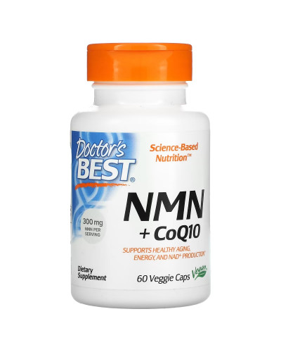NMN 150 мг и коэнзим Q10 50 мг, NMN CoQ10, Doctor's Best, 60 вегетарианских капсул