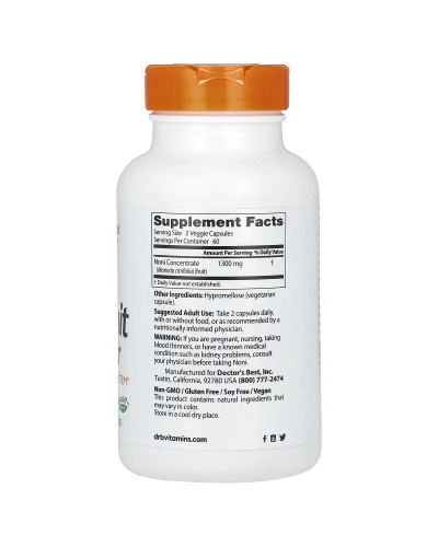 Ноні у порошку, 1300 мг, Noni Fruit Powder, Doctor's Best, 120 вегетаріанських капсул