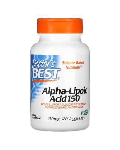 Альфа-Липоевая кислота, 150 мг, Alpha-Lipoic Acid, Doctor's Best, 120 вегетарианских капсул.