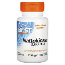 Наттокиназа, 2000 FU, Nattokinase, Doctor's Best, 90 вегетарианских капсул