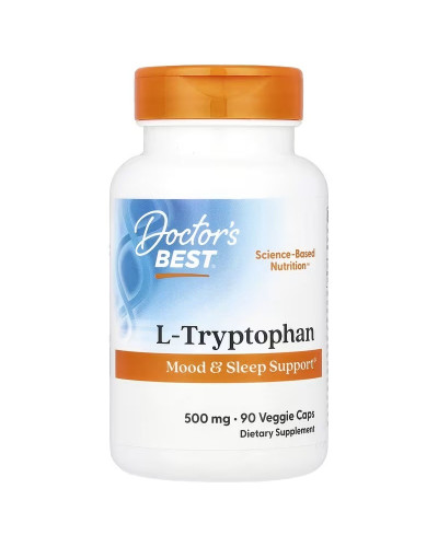 L-триптофан, 500 мг, L-Tryptophan, Doctor's Best, 90 вегетарианских капсул