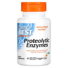 Ферменты протеолитические отсроченного высвобождения, Proteolytic Enzymes, Doctor's Best, 90 вегетарианских капсул