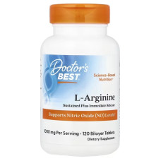 L-Аргинин, 500 мг в каждой, L-Arginine 1000, Doctor's Best, 120 таблеток