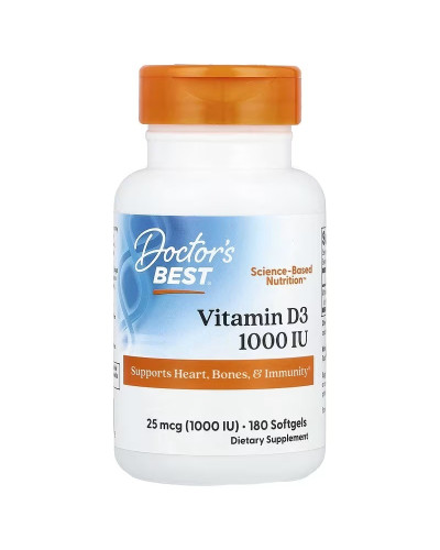 Вітамін D3, 25 мкг (1000 МО), Vitamin D3, Doctor's Best, 180 желатинових капсул