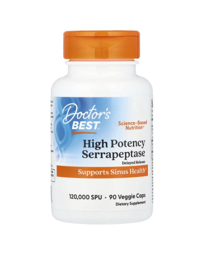 Серрапептаза високої ефективності, 120,000 SPU, High Potency Serrapeptase, Doctor's Best, 90 вегетаріанських капсул