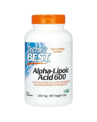 Альфа-Липоевая кислота, 600 мг, Alpha-Lipoic Acid, Doctor's Best,180 вегетарианских капсул