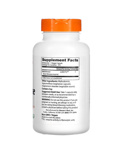 Наттокіназа, 2000 FU, Nattokinase, Doctor's Best, 270 вегетаріанських капсул Наттокіназа, 2000 FU, Nattokinase, Doctor's Best, 270 вегетаріанських капсул