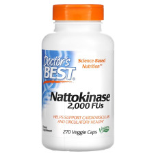 Наттокиназа, 2000 FU, Nattokinase, Doctor's Best, 270 вегетарианских капсул