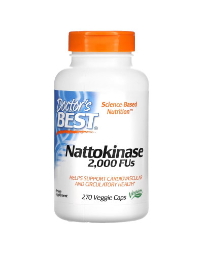 Наттокіназа, 2000 FU, Nattokinase, Doctor's Best, 270 вегетаріанських капсул