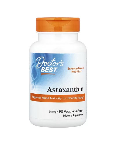 Астаксантин, 6 мг, Astaxanthin, Doctor's Best, 90 вегетарианских капсул.