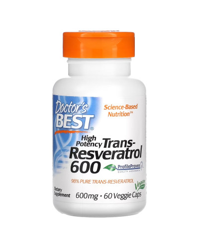 Ресвератрол, 600 мг, High Potency Trans-Resveratrol 600, Doctor's Best, 60 вегетарианских капсул