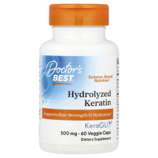 Гидролизованный кератин, 500 мг, Hydrolyzed Keratin, Doctor's Best, 60 вегетарианских капсул