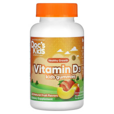 Витамин D3 для детей, 1000 МЕ, вкус фруктов, Vitamin D3 Kids Gummies, Doctor's Best, 60 жевательных конфет