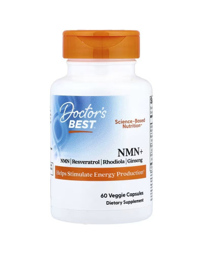 Нікотинамід з адаптогенами, NMN+, Doctor's Best, 60 вегетаріанських капсул