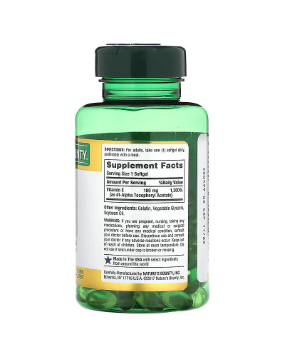 Вітамін Е, 180 мг, Vitamin Е, Nature's Bounty, 120 желатинових капсул