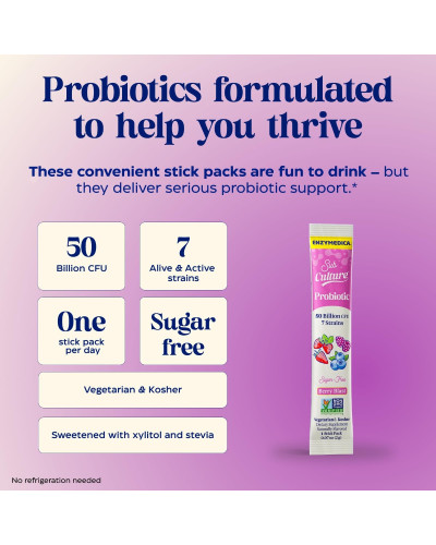 Пробіотичний напій, 50 млрд КУО, смак ягід, Probiotic Drink Mix, Enzymedica, 20 стиків по 2 гр
