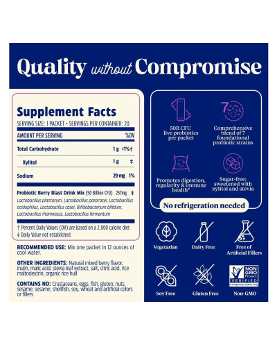 Пробіотичний напій, 50 млрд КУО, смак ягід, Probiotic Drink Mix, Enzymedica, 20 стиків по 2 гр