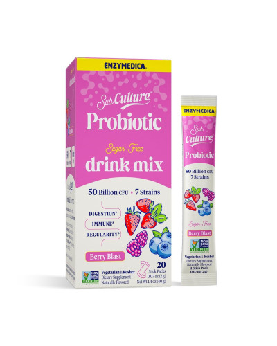 Пробіотичний напій, 50 млрд КУО, смак ягід, Probiotic Drink Mix, Enzymedica, 20 стиків по 2 гр