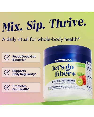 Пробіотичні волокна, смак ківі та полуниці, Probiotic Drink Lets Go Fiber, Enzymedica, 261 гр