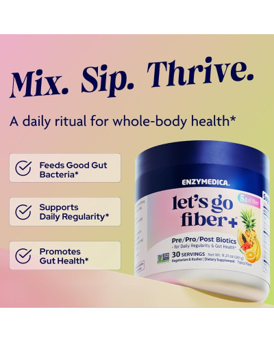 Пробіотичні волокна, смак тропічних фруктів, Probiotic Drink Lets Go Fiber, Enzymedica, 261 гр