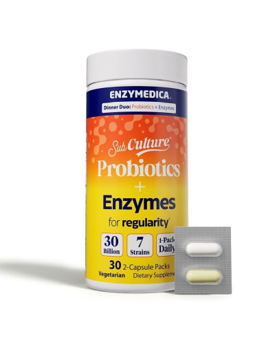 Пробіотики з ферментами для роботи кишківника, Probiotics and Enzymes for Regularity, Enzymedica, 30 вегетаріанських капсул