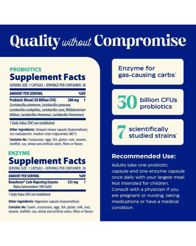 Пробіотики з ферментами від здуття живота, Probiotics and Enzyme for Gas & Bloating, Enzymedica, 30 вегетаріанських капсул