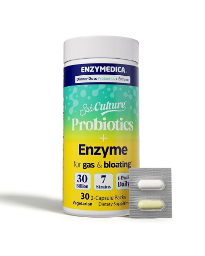 Пробіотики з ферментами від здуття живота, Probiotics and Enzyme for Gas & Bloating, Enzymedica, 30 вегетаріанських капсул