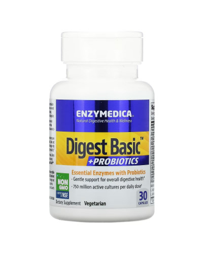 Ферменти з пробіотиками, Digest Basic + Probiotics, Enzymedica, 30 капсул